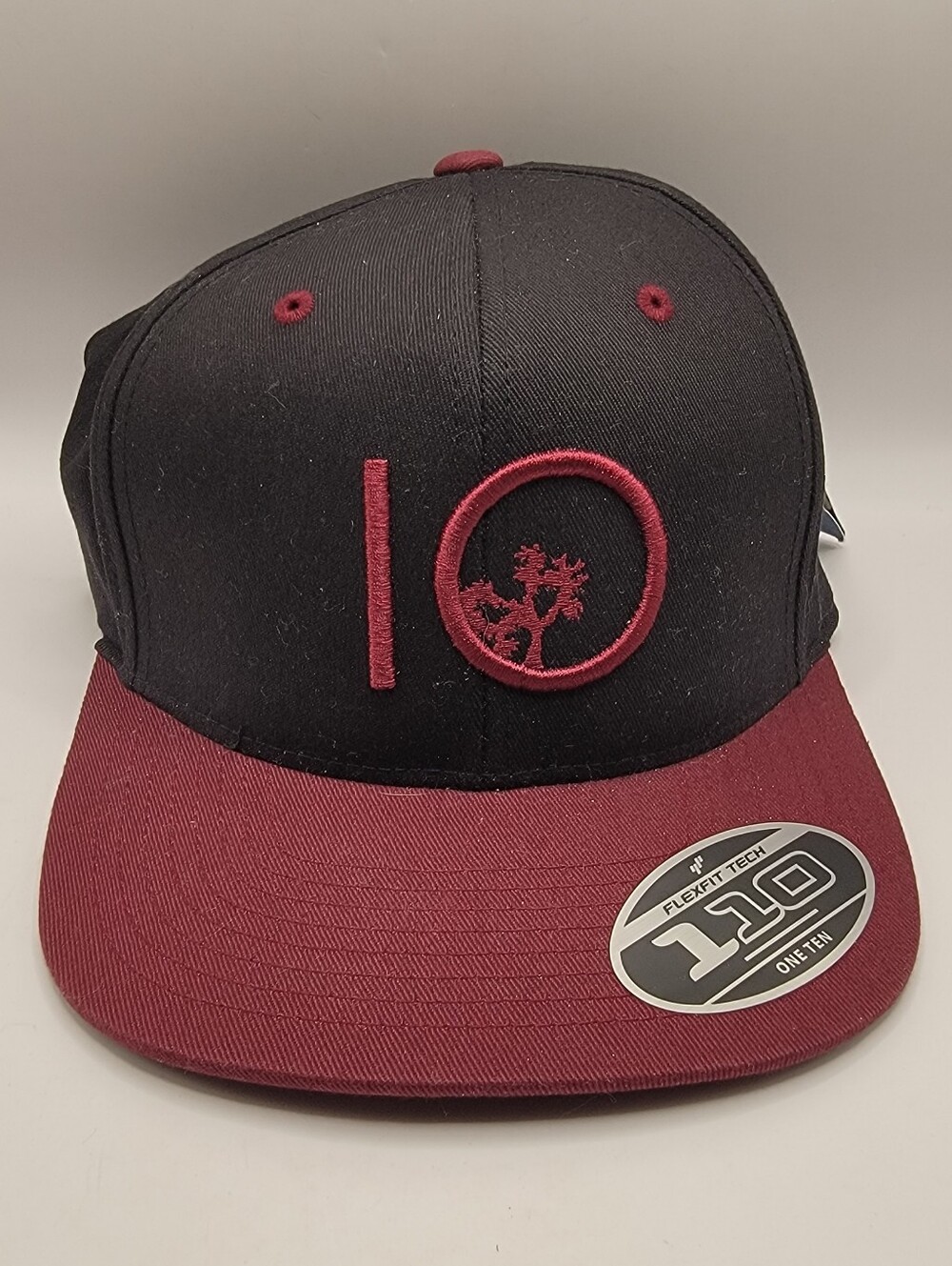 tentree Two-Tone Black and Burgundy Flat-Brim Cap
